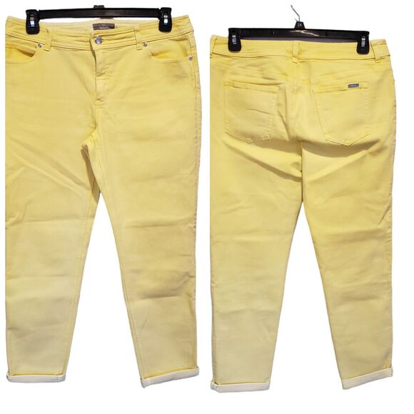 Chico’s Women’s So Slimming Girlfriend Slim Leg Ankle Jeans 1 Yellow - Picture 9 of 9